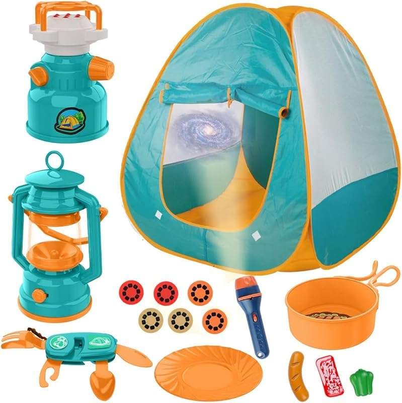 Kids Pop Up Play Tent with Space Projector Flashlight - Outdoor Campfi