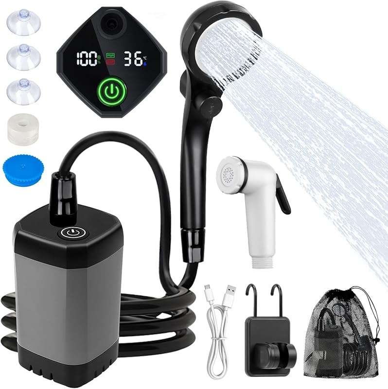 Fohil Rechargeable Portable Outdoor Shower Pump with Digital Display,