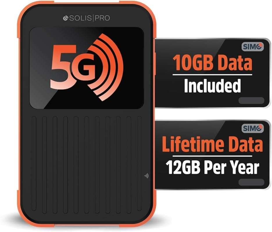 SIMO Solis Pro 5G Mobile Hotspot & Power Bank with Lifetime Data & WiF