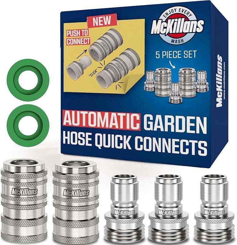 McKillans Universal Stainless Steel Quick Connect Hose Fittings, 5-Pie