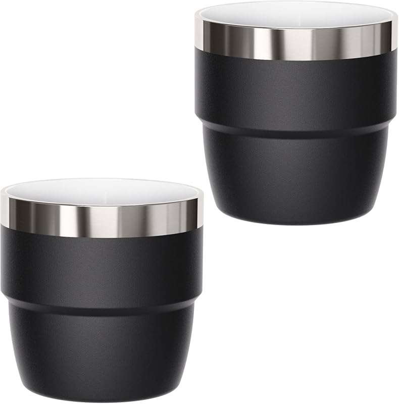 4 oz Double-Wall Insulated Espresso Coffee Cups, Ceramic-Lined Stainle