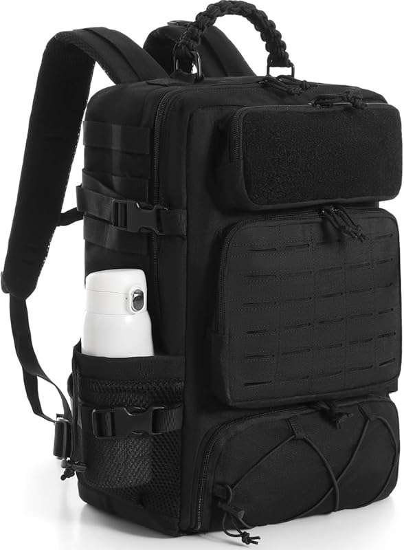 Men's Tactical Backpack: Travel, Gym, Hiking Day Pack with Shoe Compartment, MOLLE System