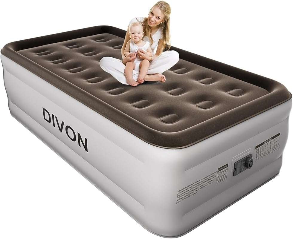 DIVON Raised Twin Air Mattress with Built-in Pump, 18'' Blow Up Bed fo
