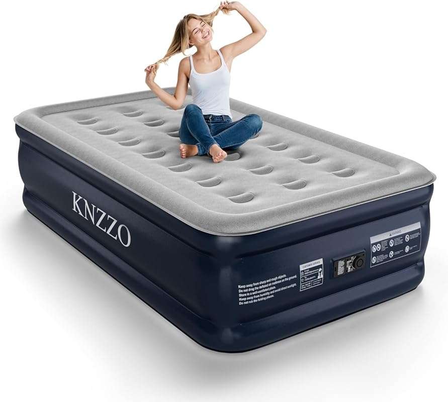 Twin Air Mattress with Built-in Pump for Quick Inflation - Portable Bl