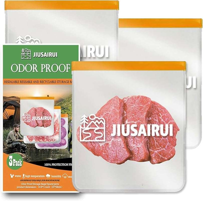 Odor Proof Bear Bags 3-Pack - Reusable Food Storage for Backpacking, C