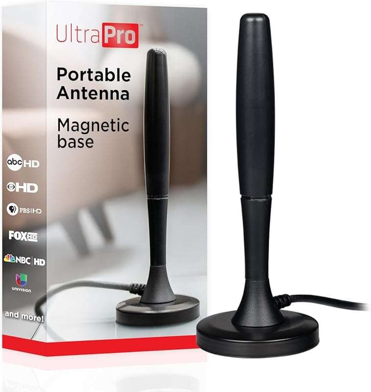 UltraPro Portable Indoor HD TV Antenna for 4K/8K, VHF/UHF, NEXTGEN TV 