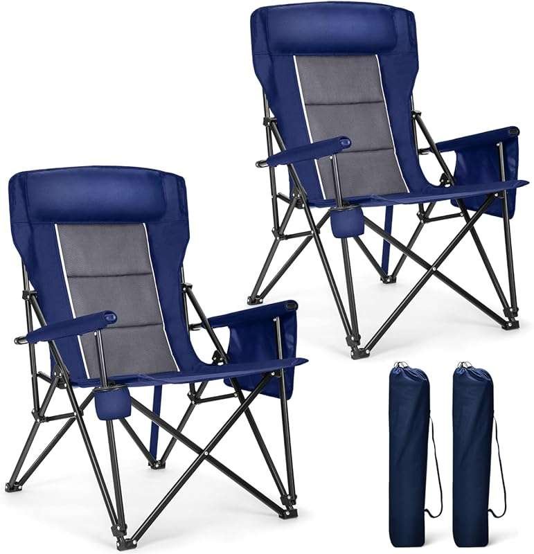 ALPHA CAMP Oversized High Back Folding Camping Chairs, Heavy Duty Lawn