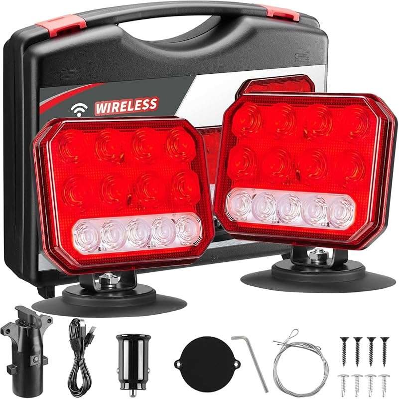 Wireless Magnetic Trailer Lights Kit for Towing: Dual Function, Strobe
