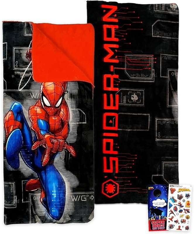 Marvel Spiderman Boys' Sleeping Bag Set: Silk Touch Spider-Man Sleepin