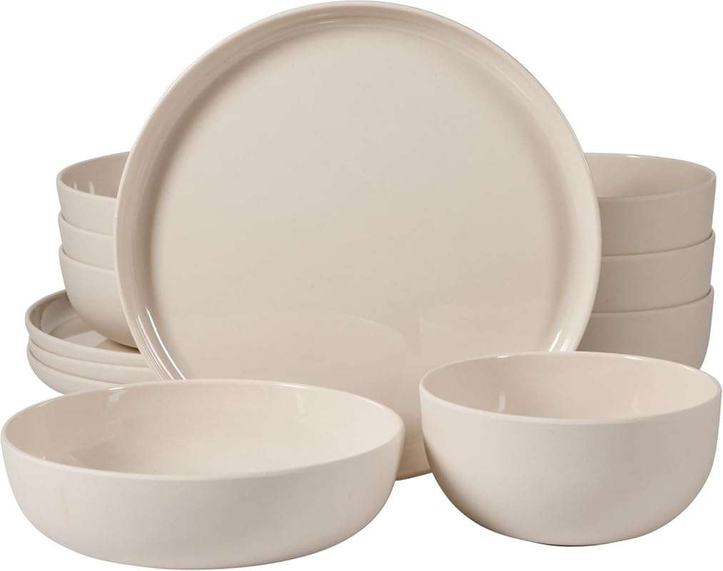 Gibson Home Candy Skies 12-Piece Unbreakable Wheat Straw Melamine Dinn
