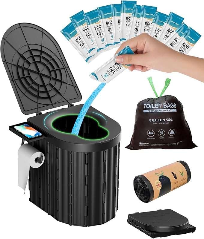 Odorless Camping Toilet: Portable Adult & Kids Potty with Leak-Proof B