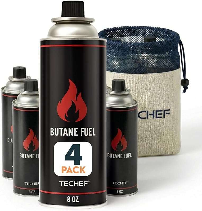 UL Listed 8oz Butane Gas Fuel Canisters, Dual Safety System for Portab
