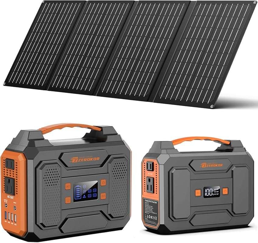Portable Solar Generator 300W Power Station with Foldable Solar Panel