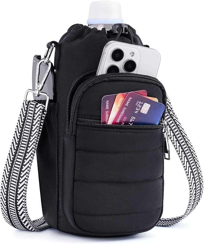 Water Bottle Bag Crossbody Insulated Carrier Purse for Walking, Hiking