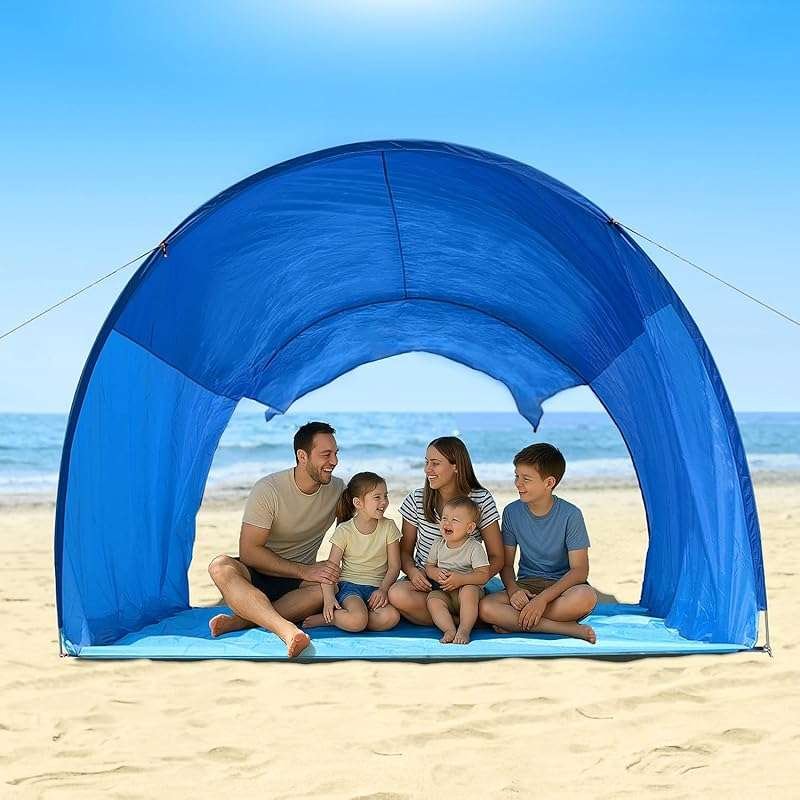 Classic Wind-Supported Beach Canopy with UPF 50+ Protection, 7.5ft Tal