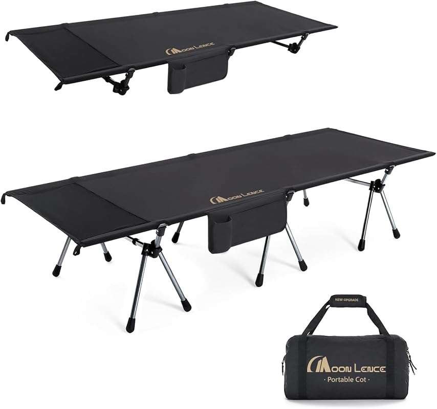 MOON LENCE Height Adjustable Portable Folding Camping Cot - Supports 3