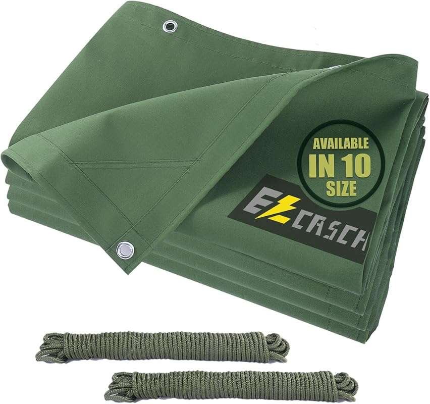 10'x16' Heavy Duty Waterproof Canvas Tarps with Aluminum Grommets & UV