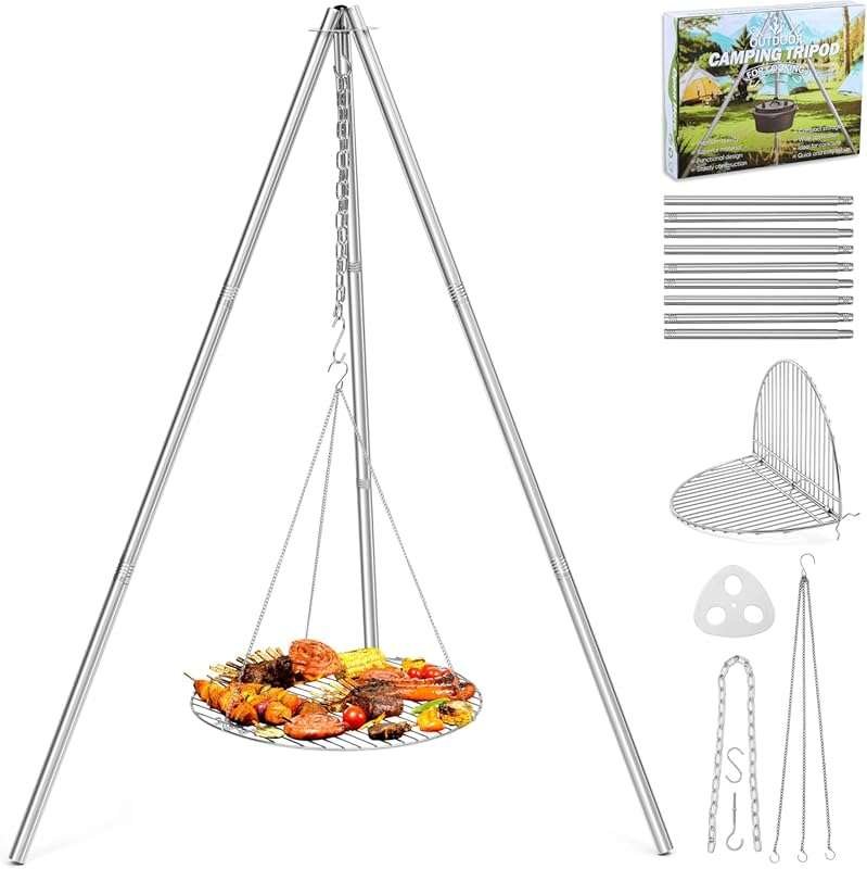 Joyfair 17-inch Heavy Duty Stainless Steel Campfire Tripod Grill Grate