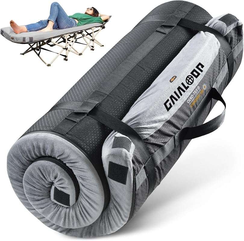 GAIALOOP 4-Inch Memory Foam Camping Mattress Pad for Car, Tent, Cot, RV