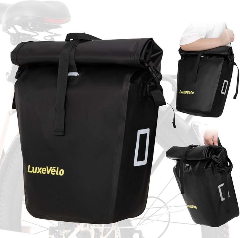 27L Expandable Waterproof Bike Rear Rack Bag with Reflective Strips fo