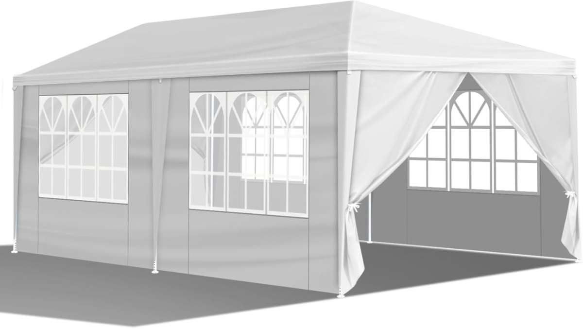 10x20Ft White Wedding Tent, Large Outdoor Patio Event Tent with 6 Remo