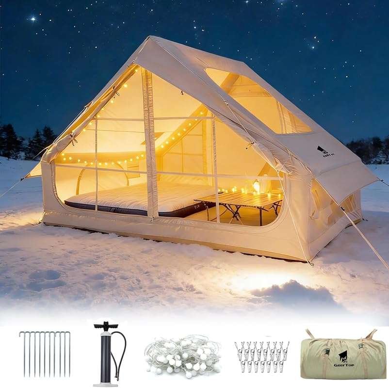 GEERTOP 4-6 Person 4-Season Inflatable Camping Tent with Stove Jack &