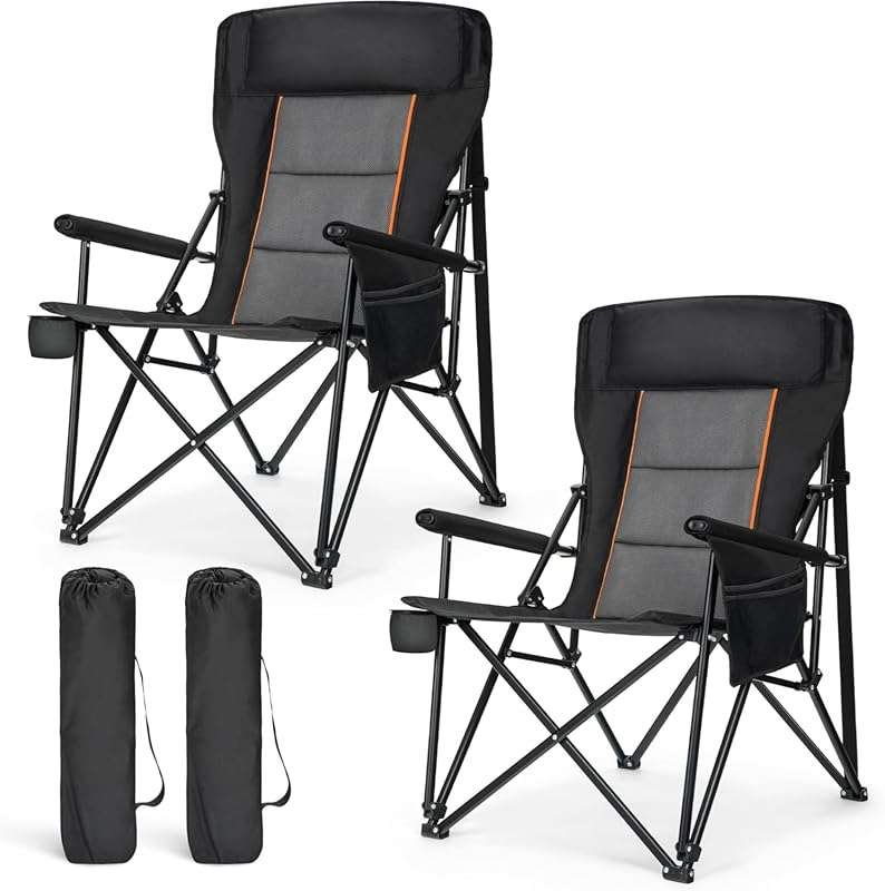 LET'S CAMP Oversized Camping Chairs Support 500 Lbs with High Back, Cu