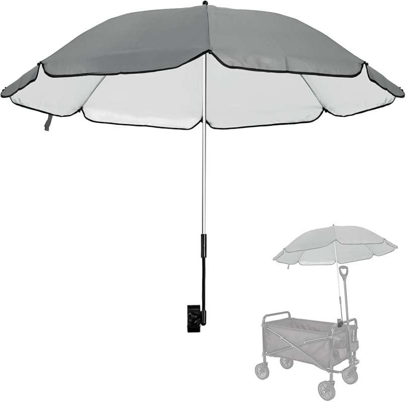 UPF 50+ Wagon Umbrella with Universal Clamp: Adjustable, Portable Shad