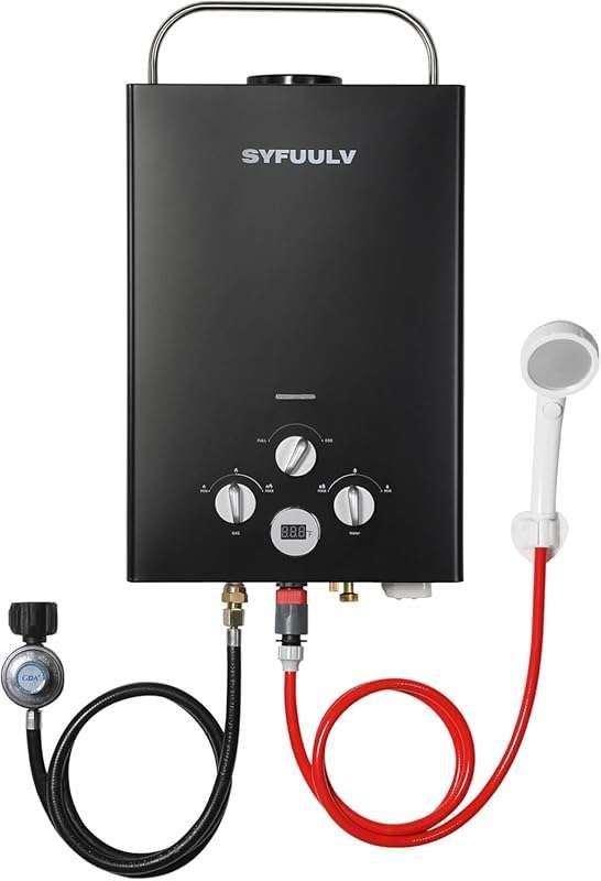 1.58GPM 6L Outdoor Portable Propane Tankless Water Heater, On-Demand H