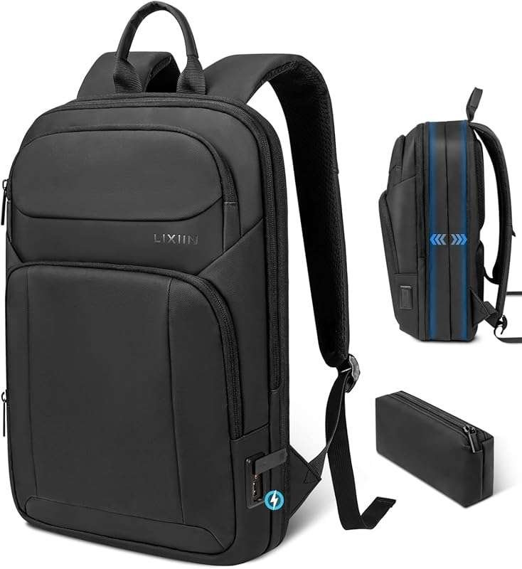 Slim Expandable Travel Laptop Backpack for Men with USB Port, Water Re