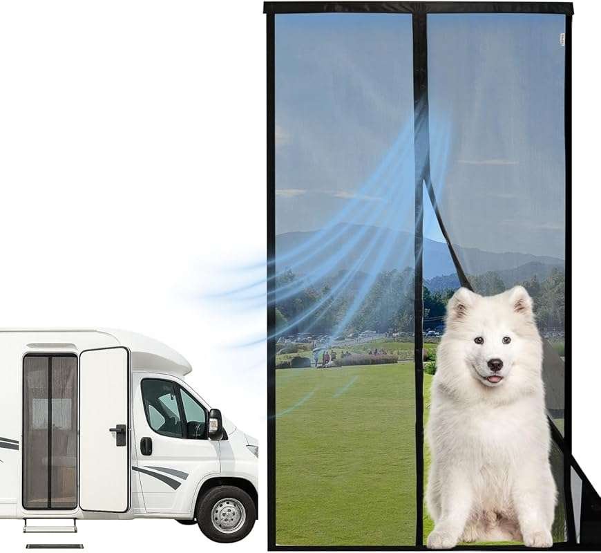 Universal Magnetic RV Screen Door, Tear-Resistant Mosquito Net with Ma