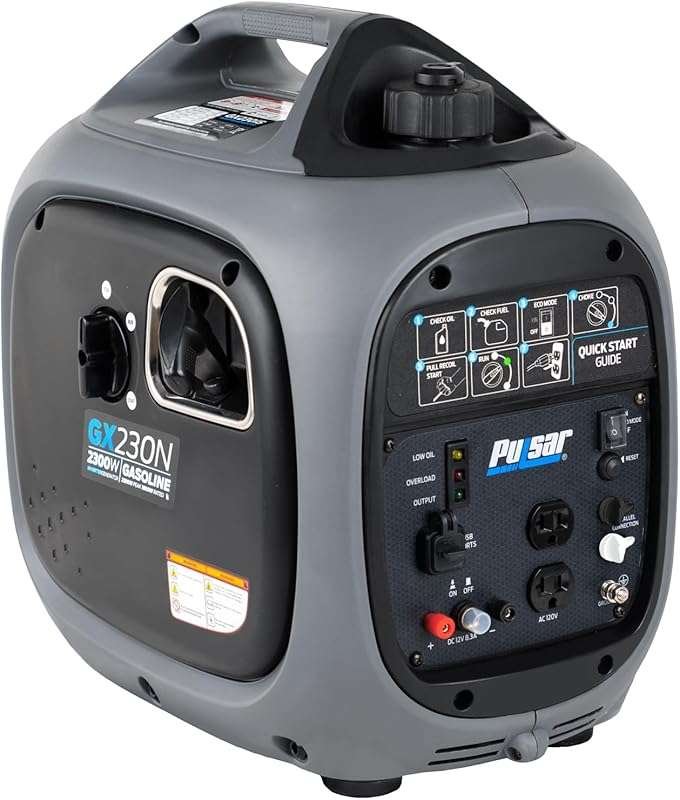 Pulsar 2,300W Portable Gas-Powered Quiet Inverter Generator for Emerge