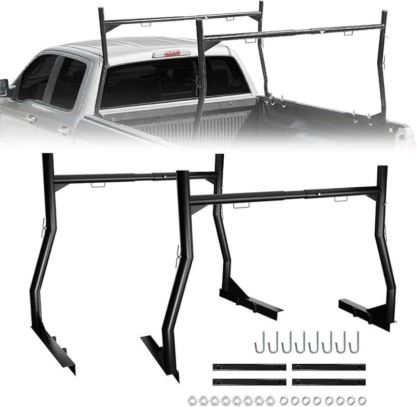 Extendable Steel Truck Ladder Racks: 800lbs Capacity, Fits 46