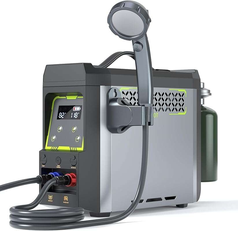 Portable Propane Water Heater with Rechargeable Battery for Camping an