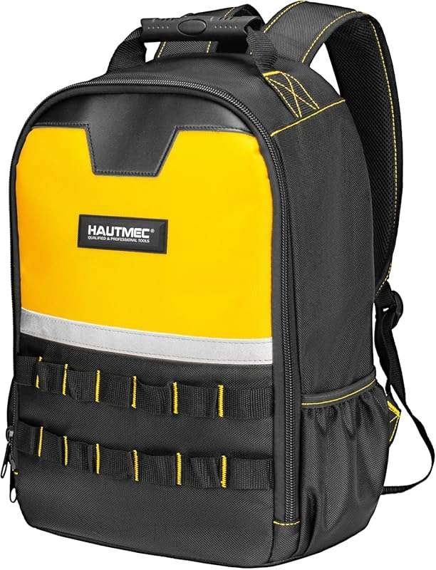 HAUTMEC Heavy-Duty Tool Backpack with Laptop Compartment, Water-Resist