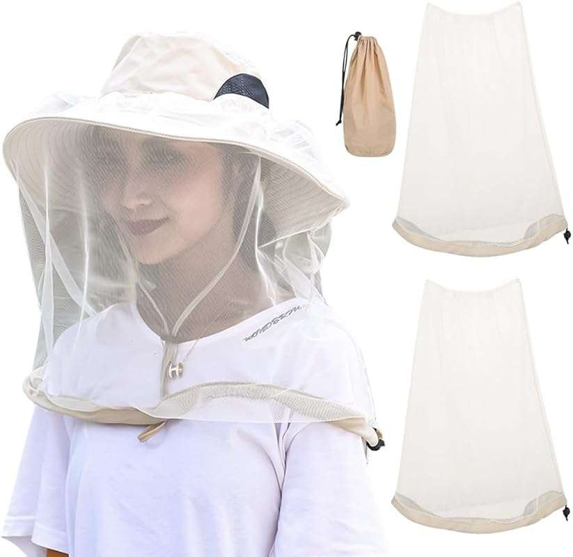 2 Pack Premium Mosquito Head Nets for Insect & Fly Protection with Ext