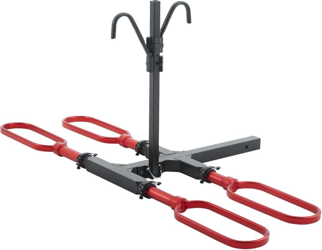 Red Aluminum 2-Bike Hitch Rack for Cars & SUVs, Lightweight, Compact, 