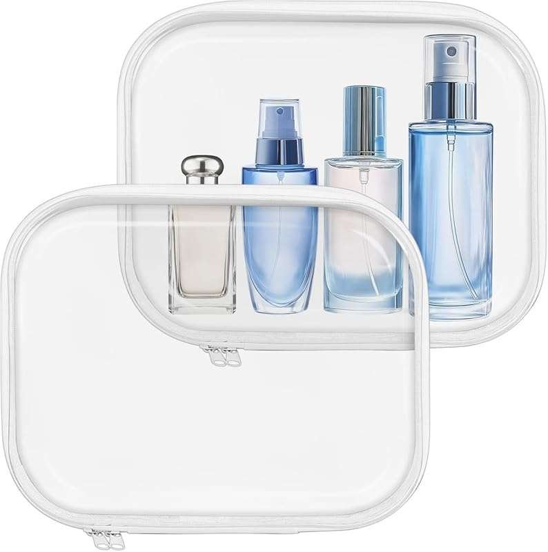 Clear Makeup Bag for Toiletries, Medium Travel Toiletry Cosmetic Zippe