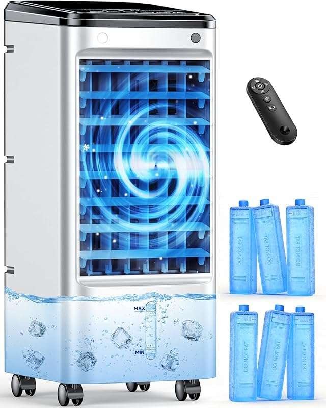 600 Sq. Ft Windowless Portable Air Conditioner with 6 Ice Packs, 4 Mod