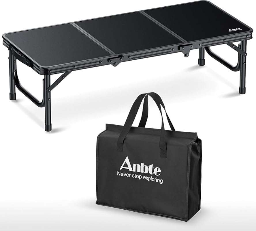 Anbte 3ft Low Folding Picnic Table, Portable Aluminum Small Camping Ta