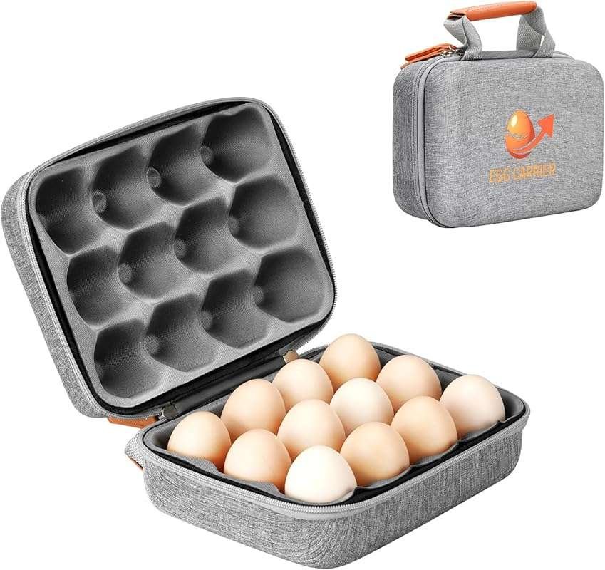 12-Slot Outdoor Egg Container with Lid & Handle: Shockproof & Reusable