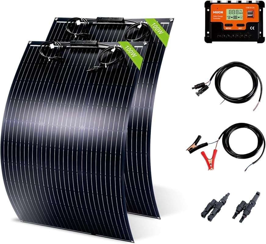 200W Flexible Solar Panel Kit for 12-24V Battery Charging for Camping 