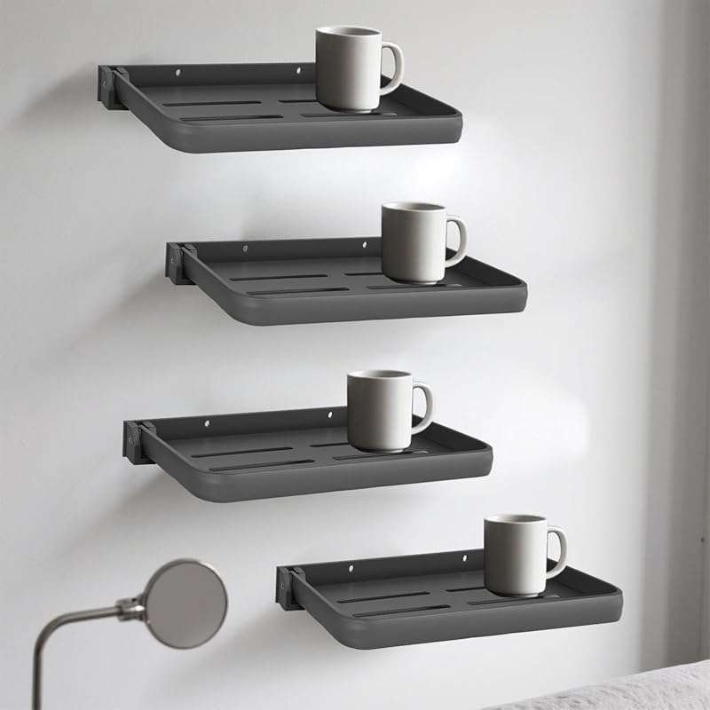 4 Pcs RV Aluminum Fold-Down Wall Shelf, Foldable Hidden RV Camper Stor