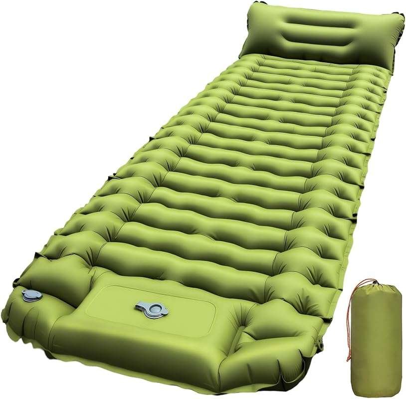 Ultralight Inflatable Camping Sleeping Pad with Built-in Pillow & Foot