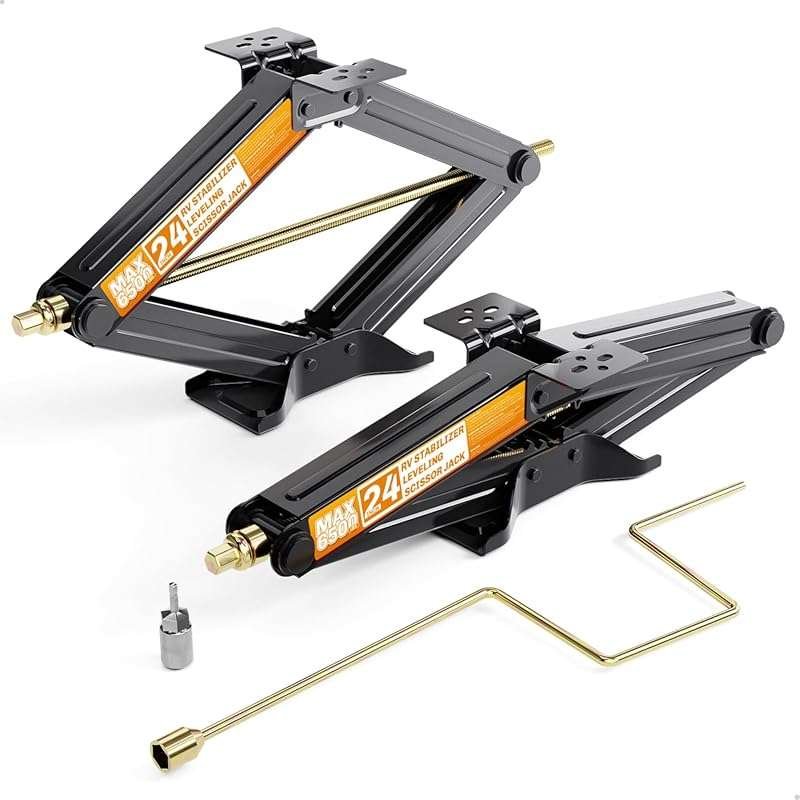 WELLUCK Heavy Duty RV Stabilizer Jacks (Set of 2) - 6500lbs Capacity, 24