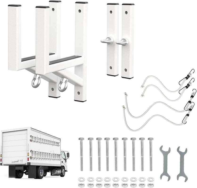 Adjustable Aluminum RV/Cargo Trailer Ladder Rack, 200lb Capacity for 1