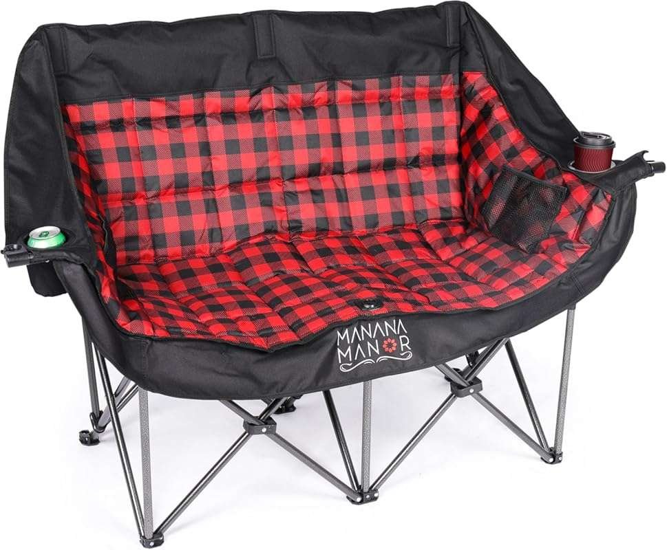 Comfortable 2 Person Camping Chair for Heavy Adults, 650lbs Capacity, 
