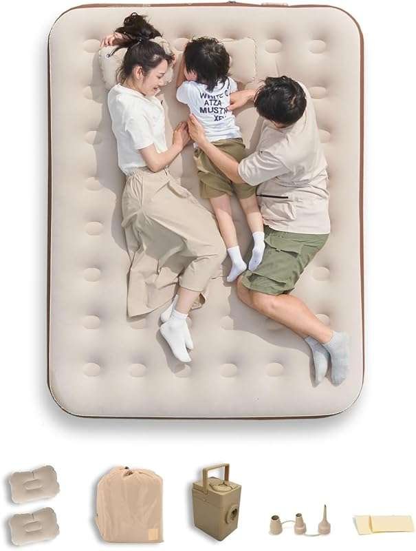MOBI GARDEN Air Mattress with Built-in Pump, Quick Self-Inflating & Pu