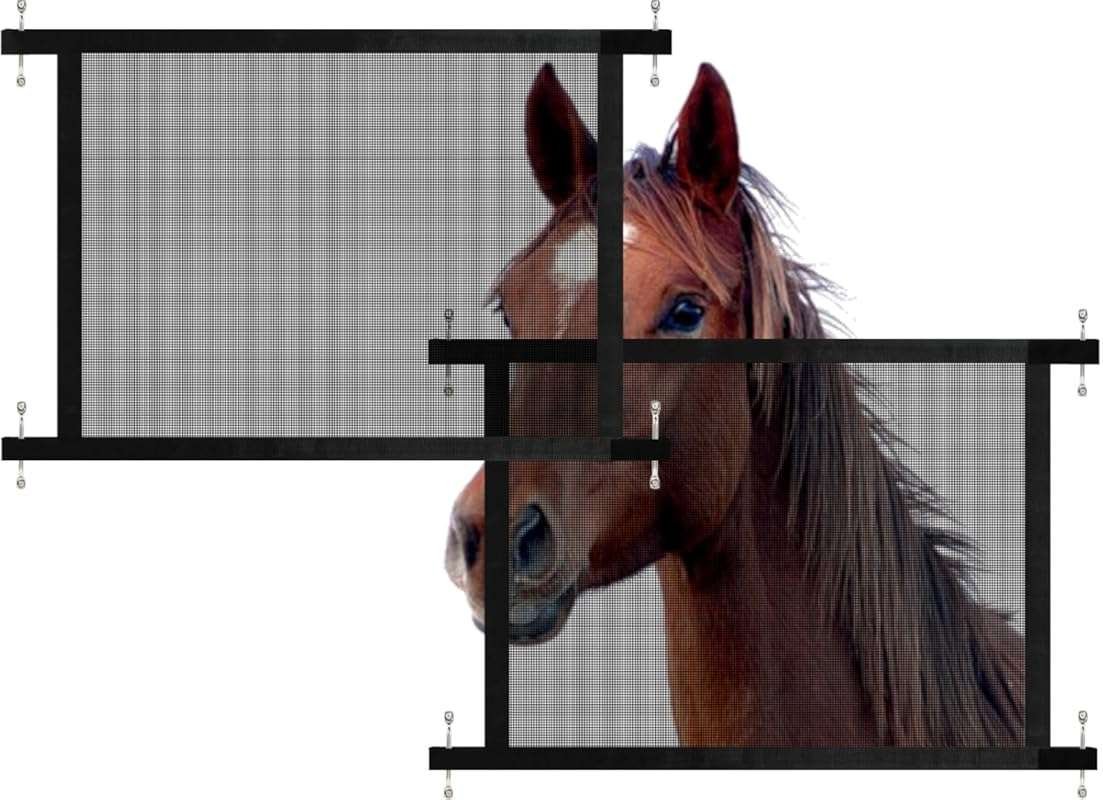 2 Pack Horse Trailer Window Screens - Protect Eyes/Ears from Bugs, Enh