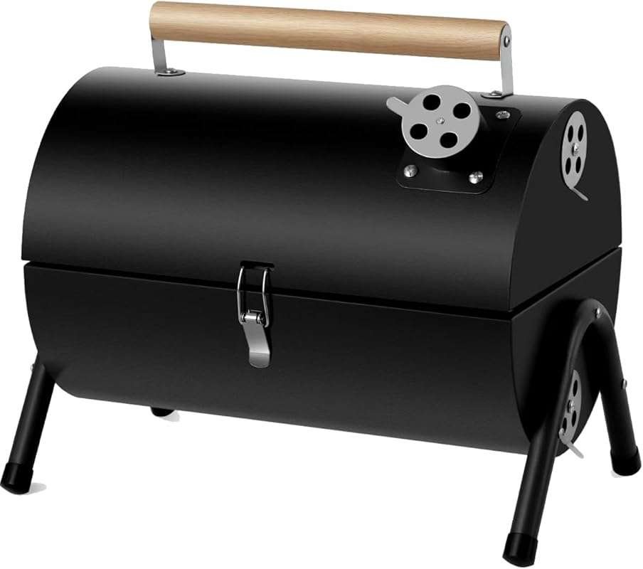 Small Folding Portable Charcoal Grill Tabletop Smoker for Outdoor Camp